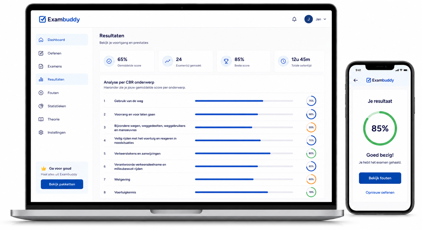 ExamBuddy dashboard